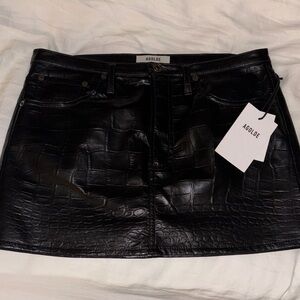 Agolde Black Croc-Pattern Mini Skirt 🖤